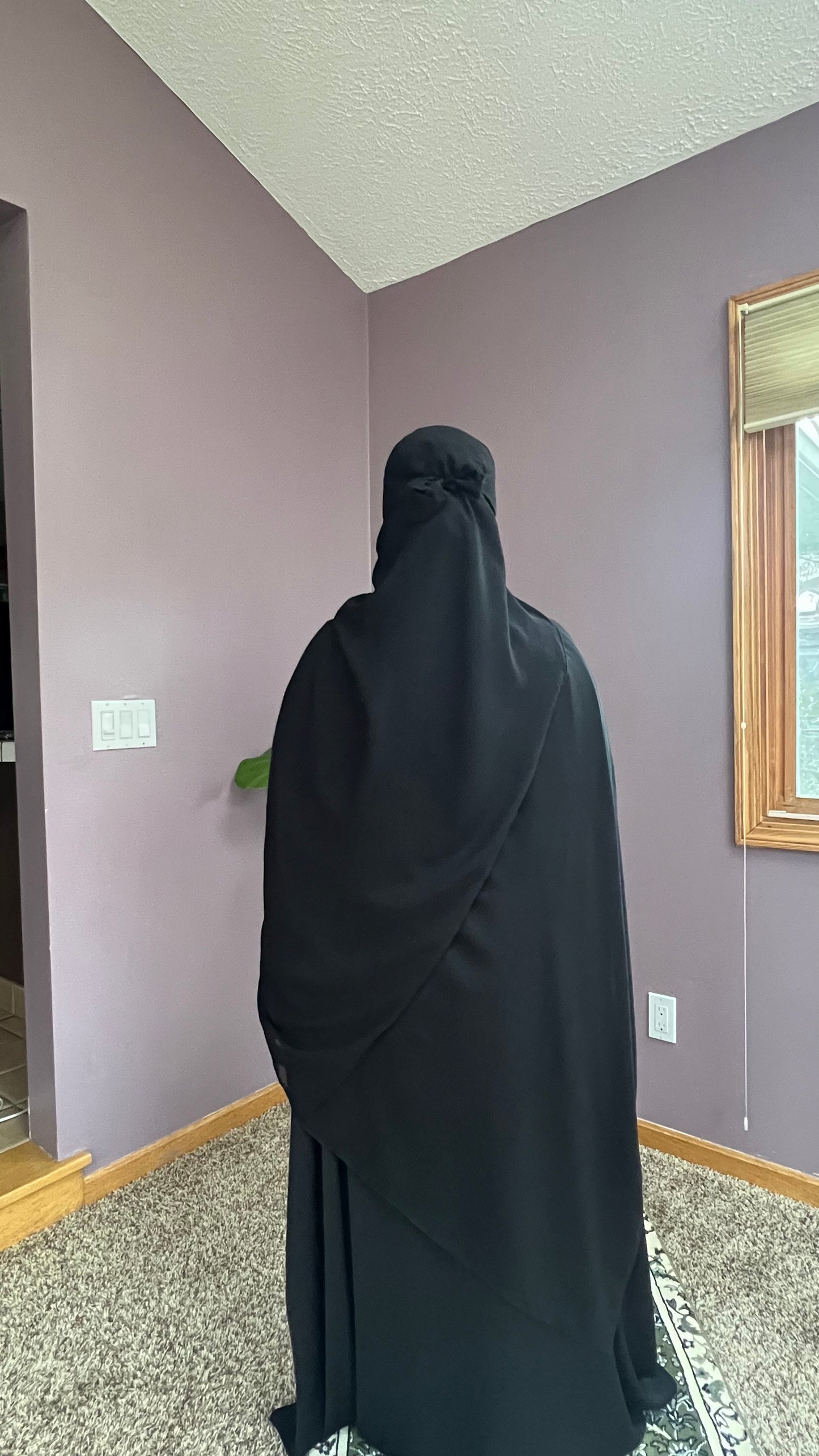 Xl long black rectangle / elastic hijab