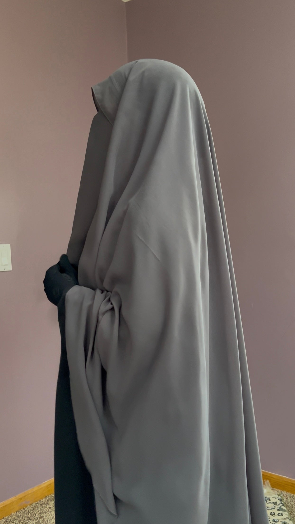 XL - round long elastic hijab + matching half niqab