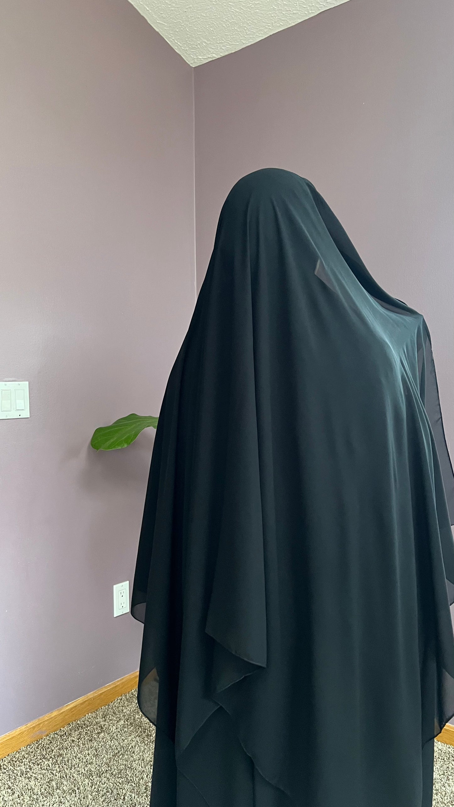 Xl long black rectangle / elastic hijab