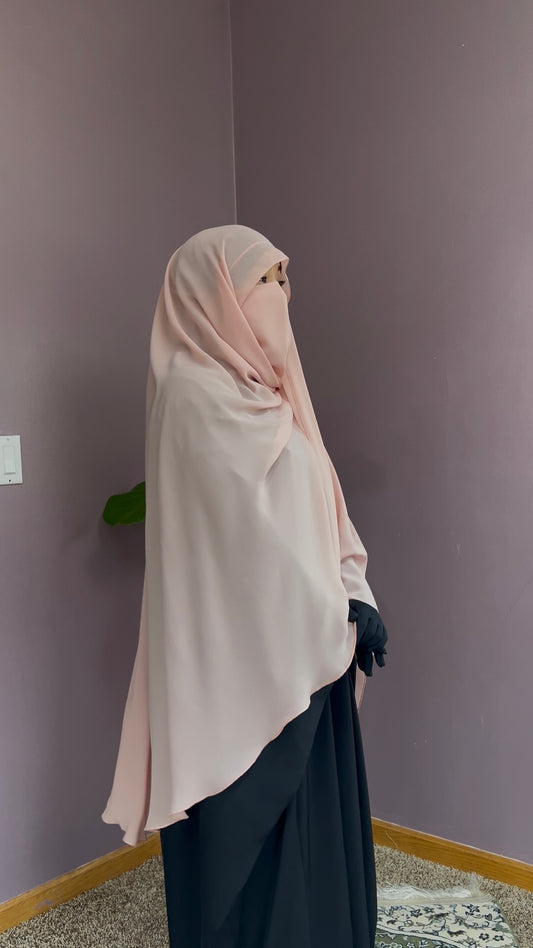 XL - round long elastic hijab + matching half niqab