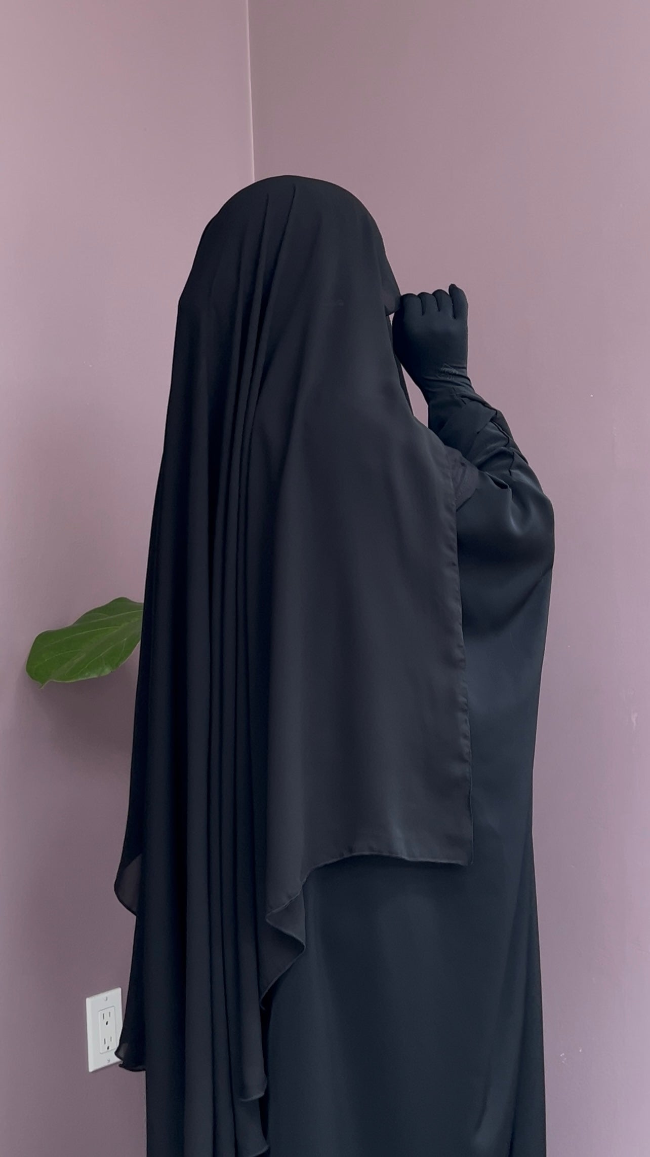 XL - round long elastic hijab + matching half niqab