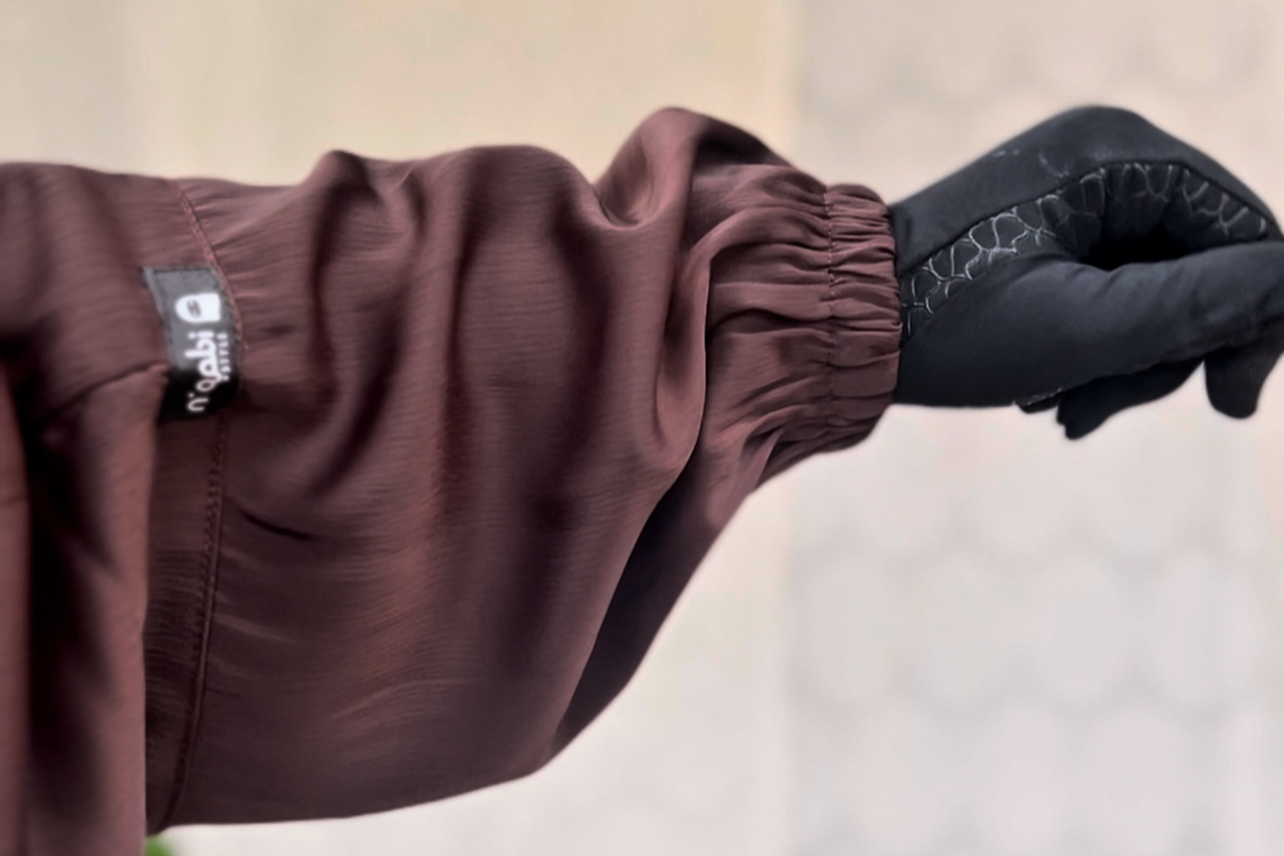 Luxury textured silk Chocolate Brown Saudi Khimar