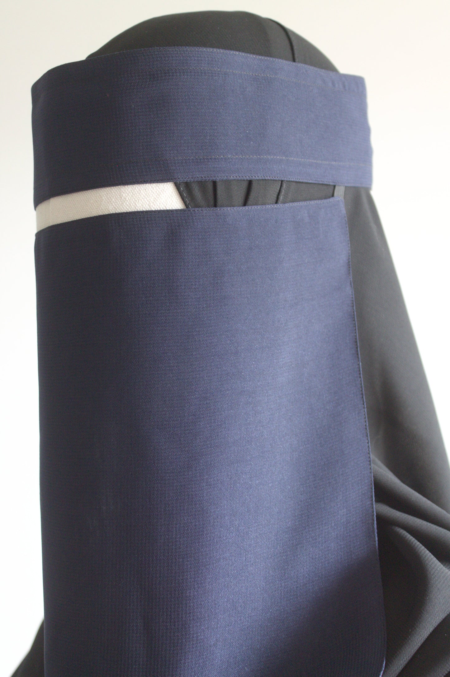 navy Saudi Style Niqab, with clip snap