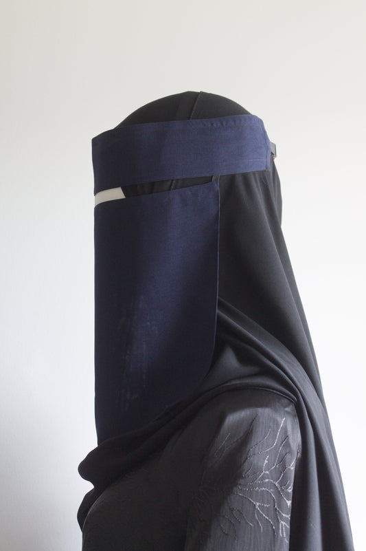 navy Saudi Style Niqab, with clip snap