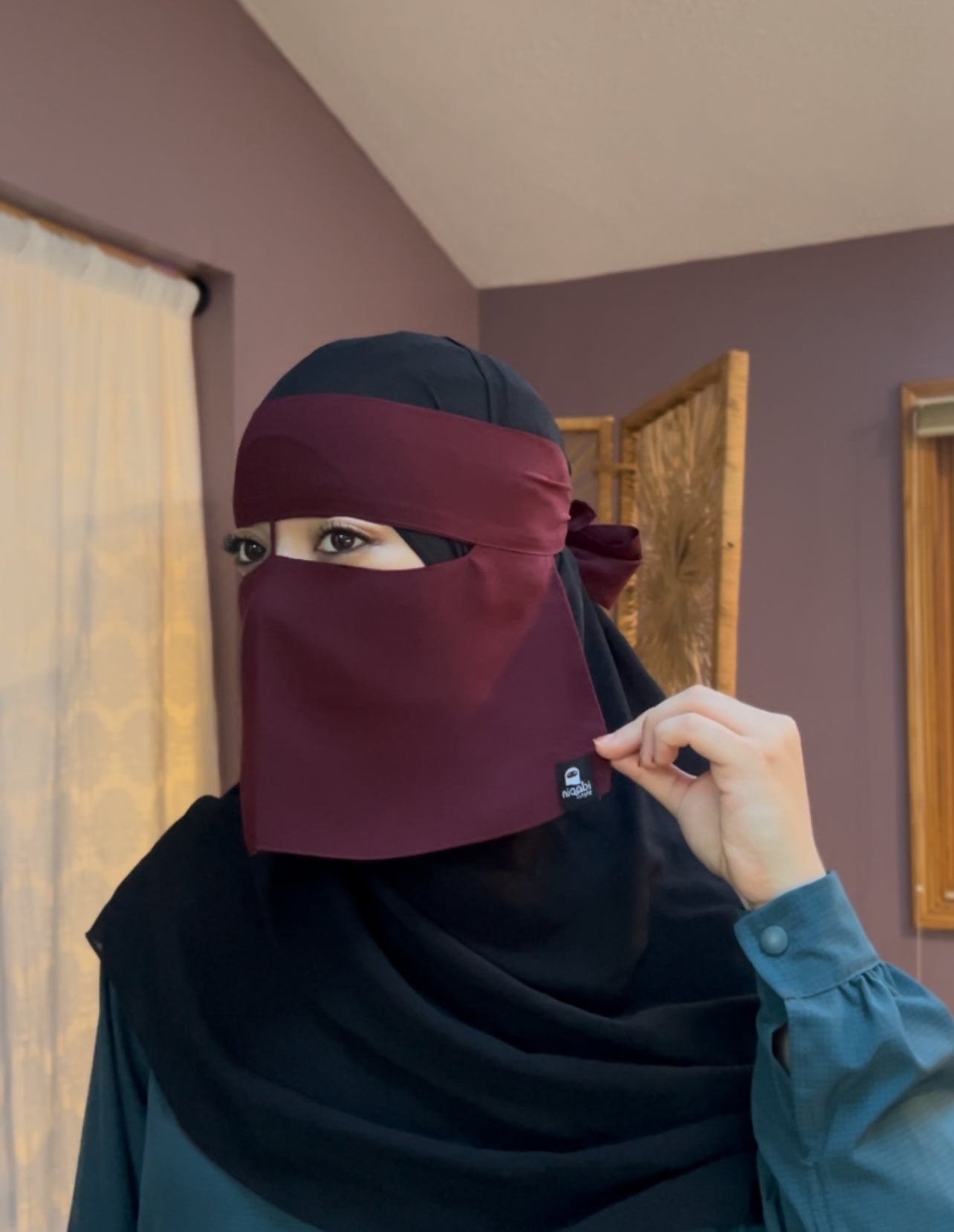 shortie niqab with nose string